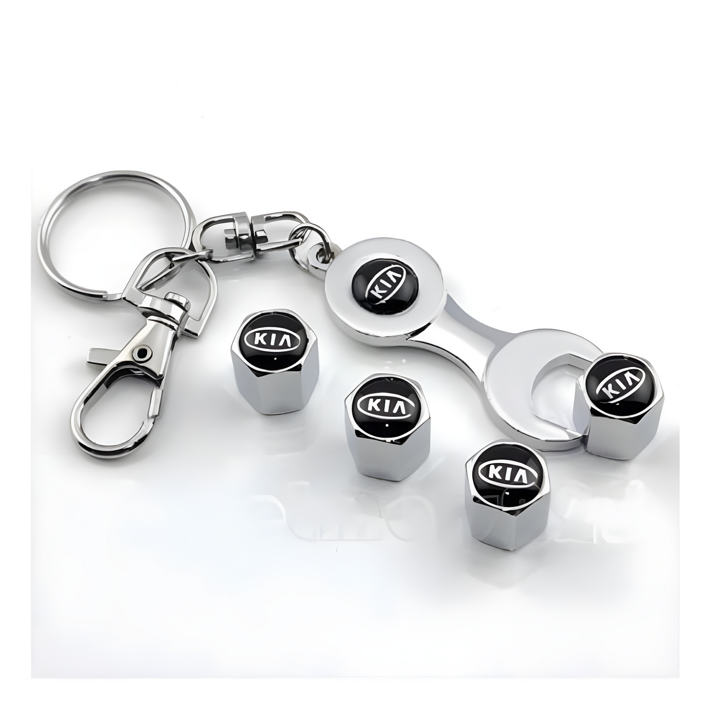 SET X 4 TAPAS PARA VÁLVULAS + LLAVE DE LUJO