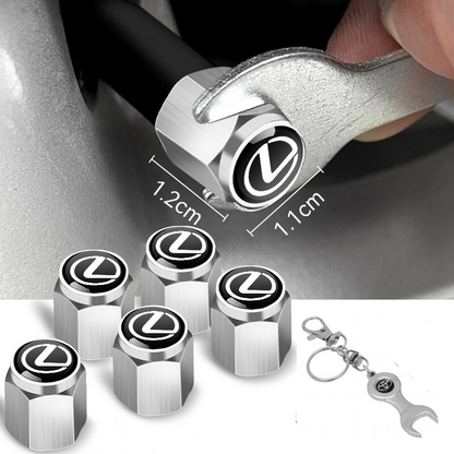 SET X 4 TAPAS PARA VÁLVULAS + LLAVE DE LUJO